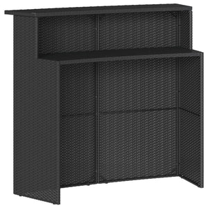 Bargrupp för trädgården 3 delar med dynor konstrotting svart