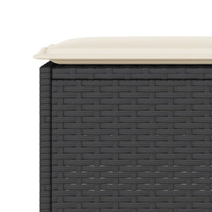 Bargrupp för trädgården 3 delar med dynor konstrotting svart