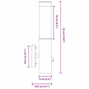 Utomhus vägglampa Svart 10.5 x 6 x 33 cm