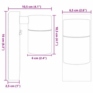 Utomhus vägglampa Svart 6,5 x 10,5 x 16 cm
