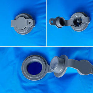 Uppblåsbar campingmadrass med kudde 1 person blå