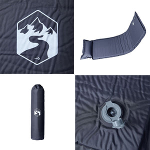 Självuppblåsande campingmadrass med kudde 1 person grå