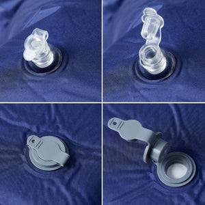 Självuppblåsande campingmadrass med kudde 1 person marinblå