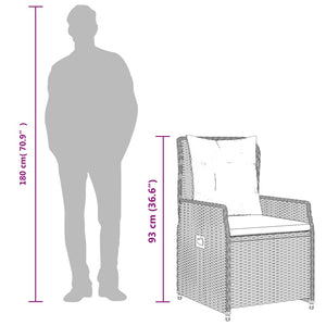 Matgrupp för trädgården med dynor 7 delar svart konstrotting