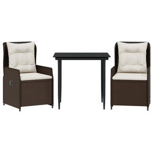 Matgrupp för trädgården med dynor 3 delar konstrottning brun