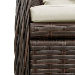 Matgrupp för trädgården med dynor 3 delar konstrottning brun