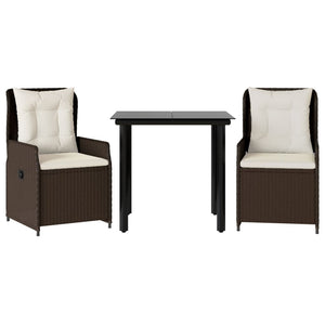 Matgrupp för trädgården med dynor 3 delar konstrottning brun