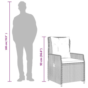 Matgrupp för trädgården med dynor 9 delar ljusgrå konstrotting