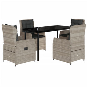 Matgrupp för trädgården med dynor 5 delar ljusgrå konstrottning