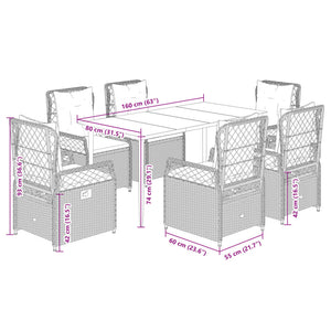 Matgrupp för trädgården 7 delar brun konstrotting