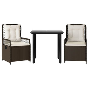 Matgrupp för trädgården med dynor 3 delar konstrottning brun