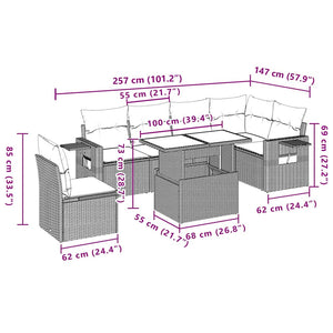 Soffgrupp för trädgården med dynor 7 delar svart konstrotting