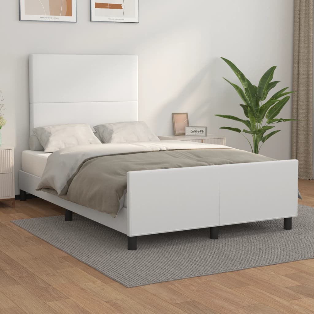 sängram utan madrass vit 120x190 cm konstläder