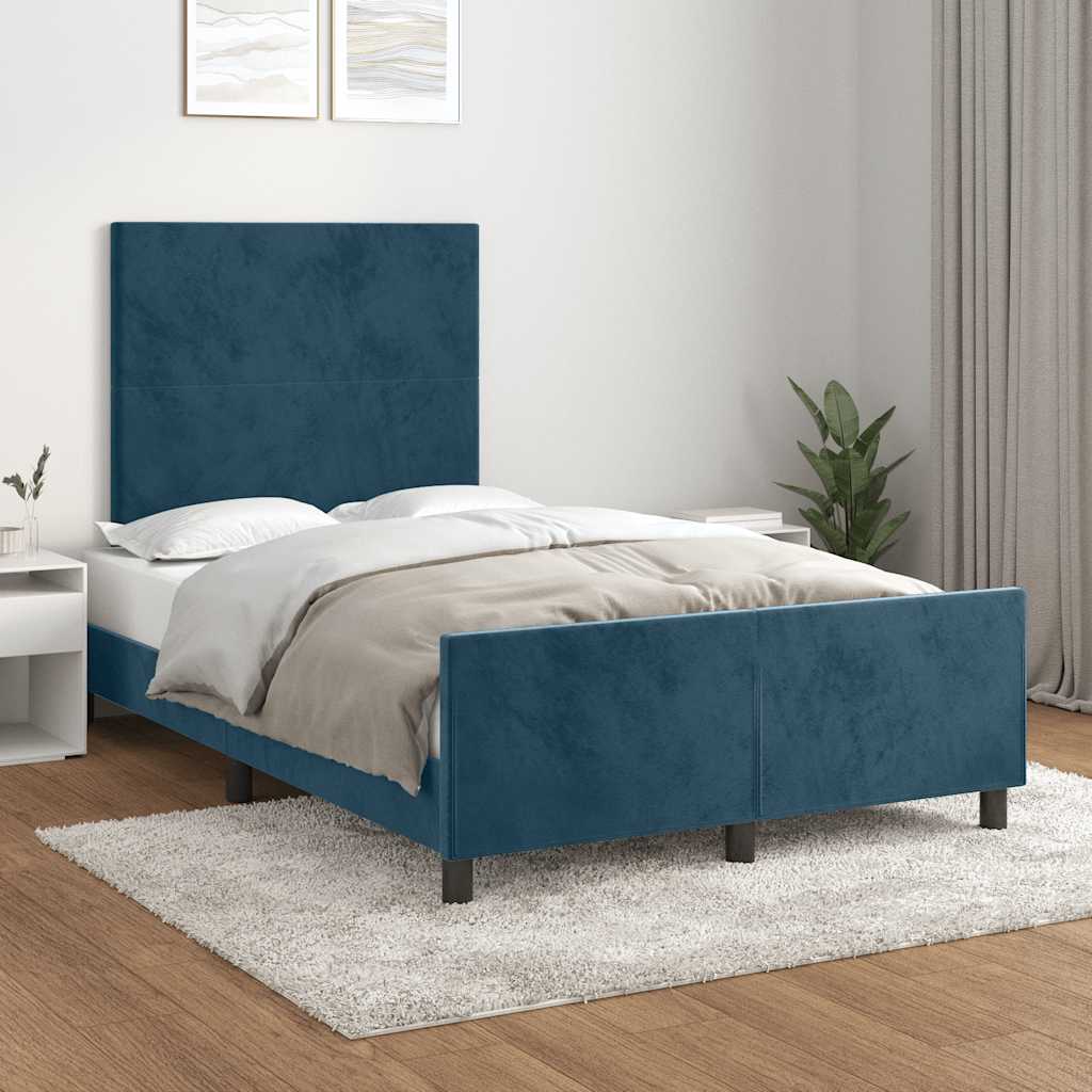 sängram utan madrass mörkblå 120x190 cm sammet