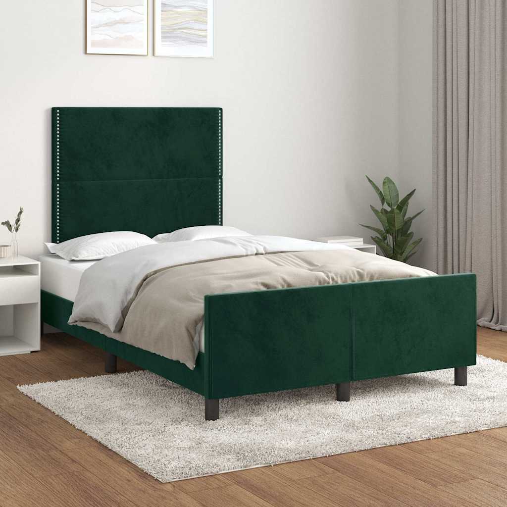 sängram utan madrass mörkgrön 120x190 cm sammet