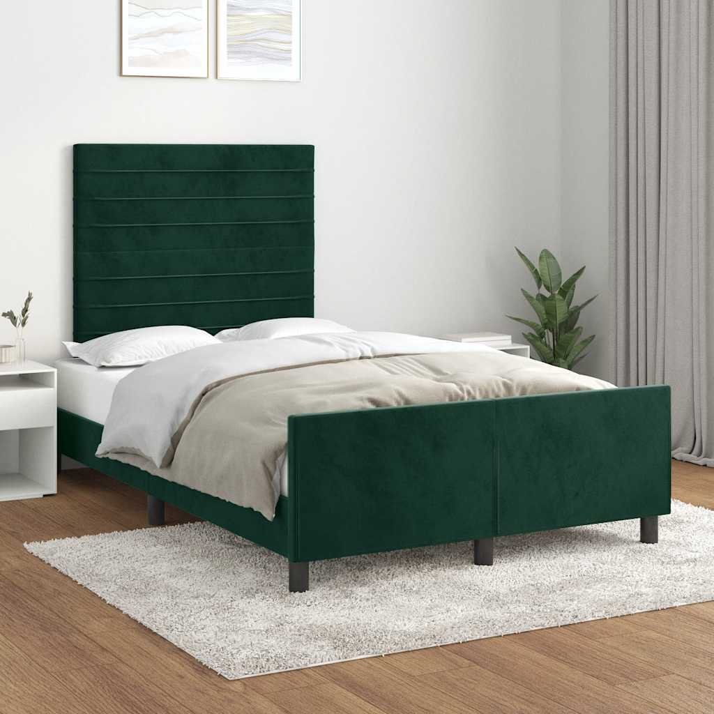 sängram utan madrass mörkgrön 120x190 cm sammet