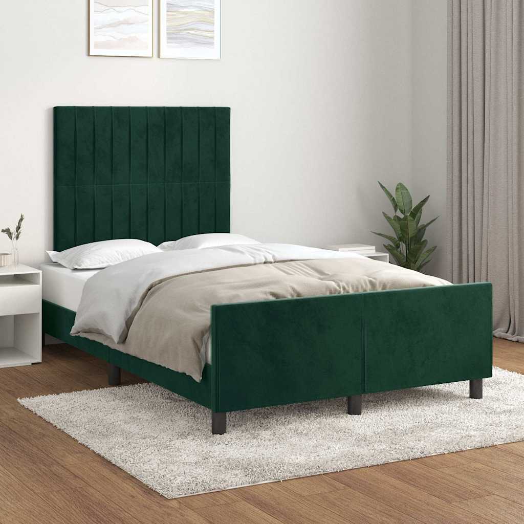sängram utan madrass mörkgrön 120x190 cm sammet