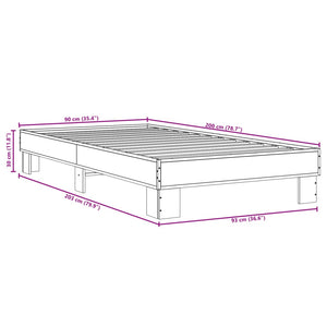 Sängram svart 90x200 cm konstruerat trä och metall