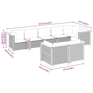 Loungegrupp för trädgården med dynor 8 delar svart konstrotting