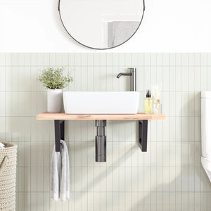 Hyllfästen för tvättställ 2 st svart trapetsformad stål