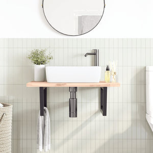 Hyllfästen för tvättställ 2 st svart trapetsformad stål