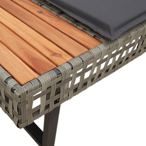 Loungegrupp med dynor 2 delar grå konstrotting & akaciaträ