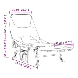 Liggande fiskestol med justerbara ben hopfällbar grön