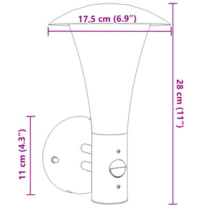 Utomhusvägglampa med sensor svart rostfritt stål
