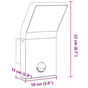 Utomhusvägglampor LED med sensorer 2 st svart gjuten aluminium