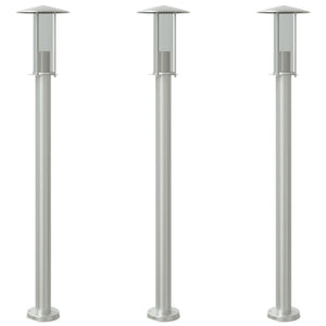 Utomhusgolvlampor 3 st silver 100 cm rostfritt stål