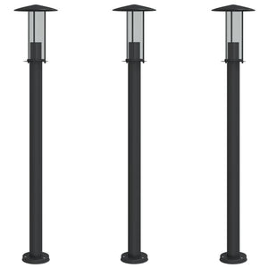 Utomhusgolvlampor 3 st svart 100 cm rostfritt stål