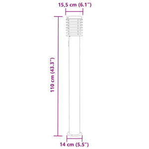 Utomhusgolvlampa med eluttag silver 110 cm rostfritt stål