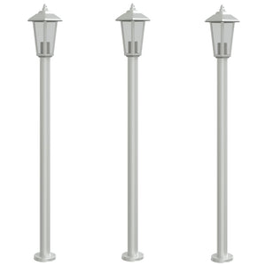 Utomhusgolvlampor 3 st silver 120 cm rostfritt stål