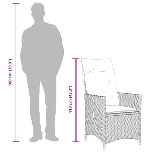 Matgrupp för trädgården med dynor 7 delar svart konstrotting