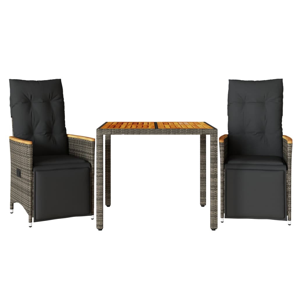 Caféset med dynor 3 delar konstrotting grå