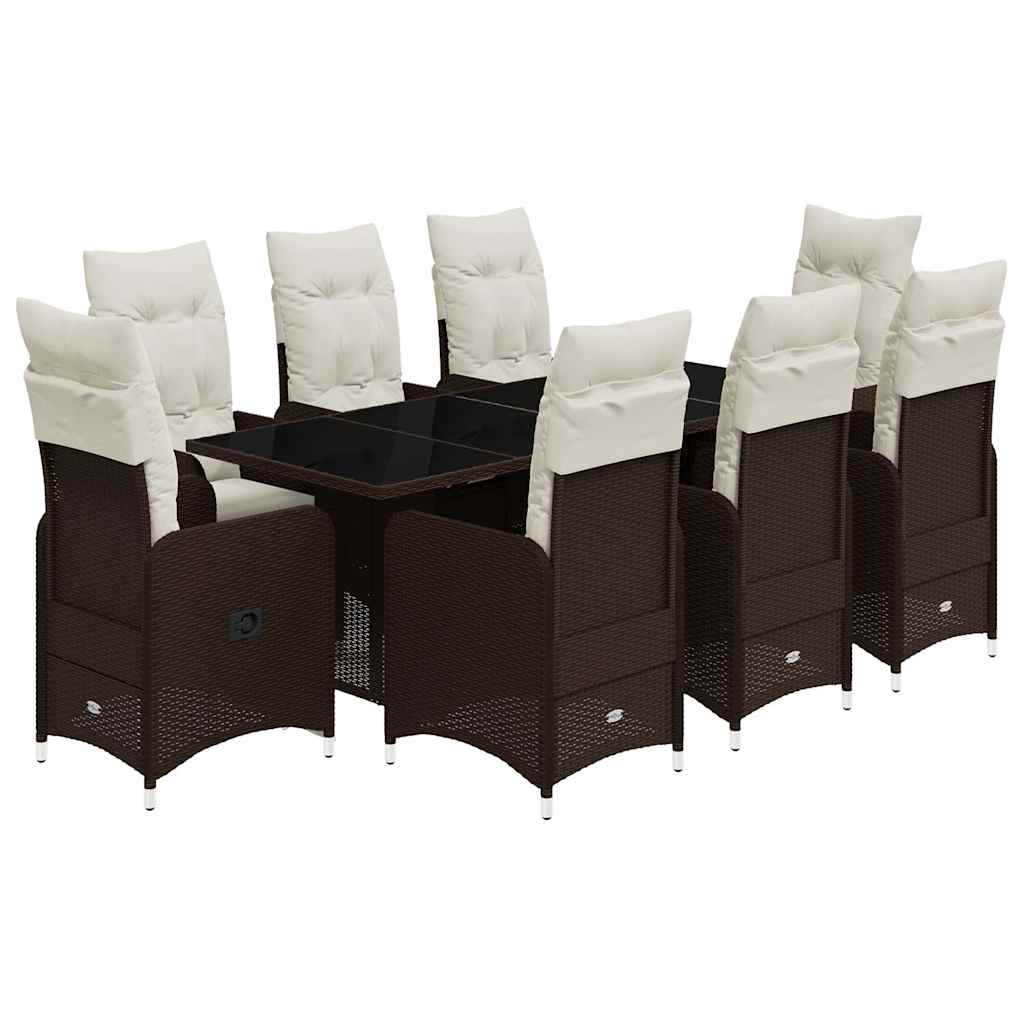 Caféset med dynor 9 delar konstrotting brun