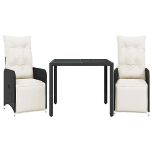 Caféset med dynor 3 delar konstrotting svart