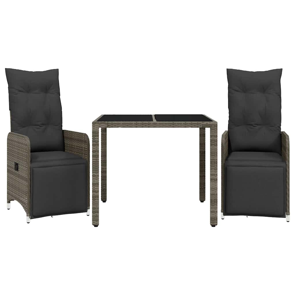 Caféset med dynor 3 delar konstrotting grå