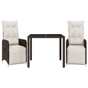 Caféset med dynor 3 delar brun konstrotting