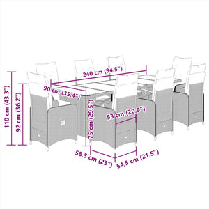 Caféset med dynor 9 delar konstrotting brun