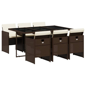 Matgrupp för trädgården 7 delar brun konstrotting