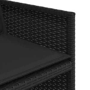 Matgrupp för trädgården med dynor 13 delar svart konstrotting