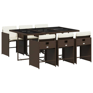 Matgrupp för trädgården 7 delar brun konstrotting