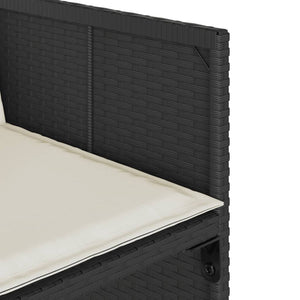 Matgrupp för trädgården med dynor 17 delar konstrotting svart