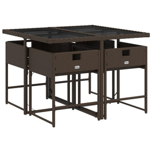 Matgrupp för trädgården med dynor 5 delar brun konstrotting