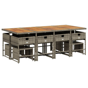 Matgrupp för trädgården med dynor 13 delar grå konstrotting