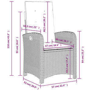 Matgrupp för trädgården med dynor 3 delar svart konstrotting