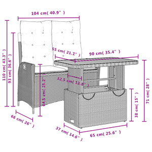 Matgrupp för trädgården med dynor 2 delar svart konstrottning