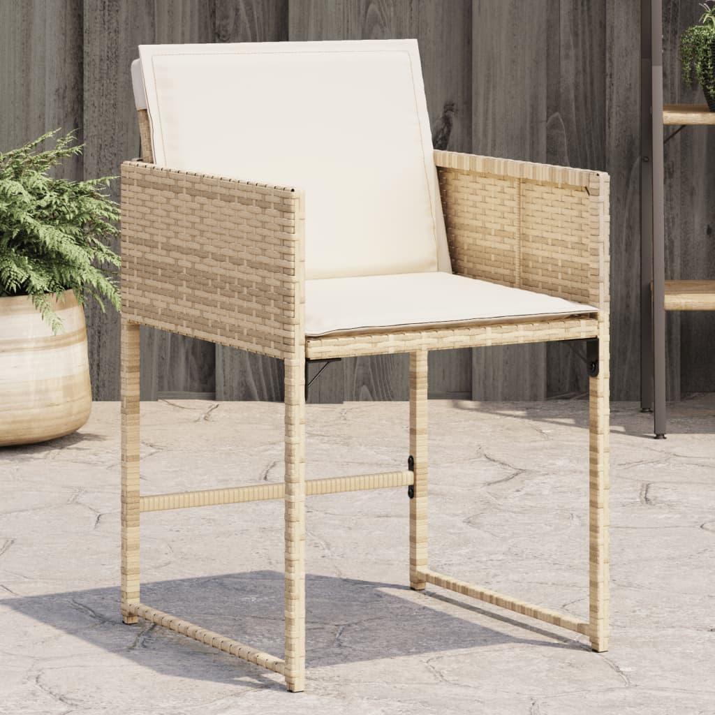 Trädgårdsstolar med dynor 4 st beige konstrotting