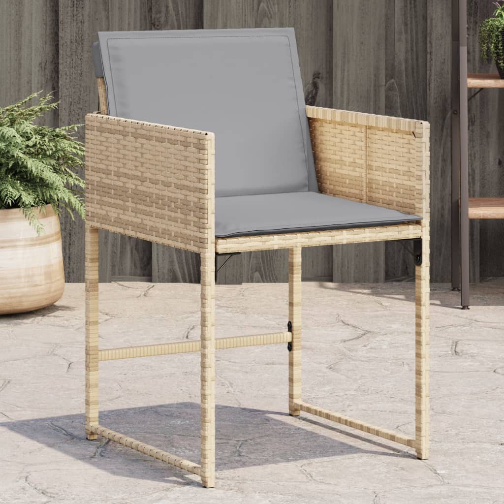 Trädgårdsstolar med dynor 4 st blandad beige konstrotting